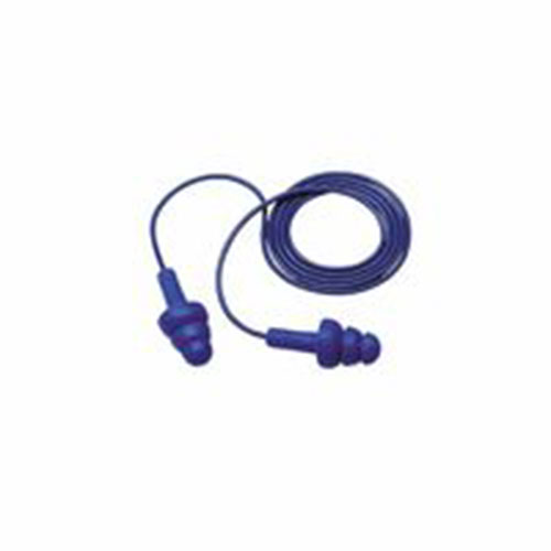 3M E-A-R Ultrafit Earplugs, Elastomeric Polymer, Blue, Corded, 200/box