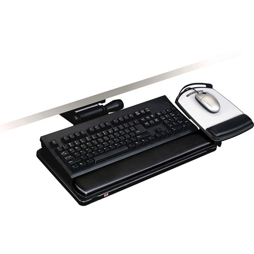3M Easy Adjust Keyboard Tray, Highly Adjustable Platform, 23" Track, Black