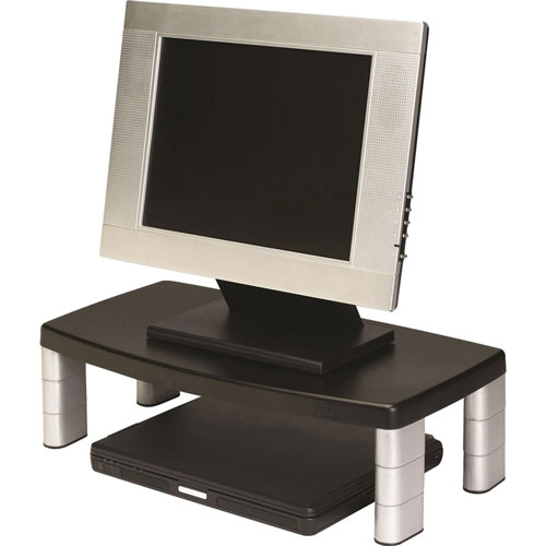 3M Extra-Wide Adjustable Monitor Stand, 20" x 12" x 1" to 5.78", Silver/Black, Supports 40 lbs