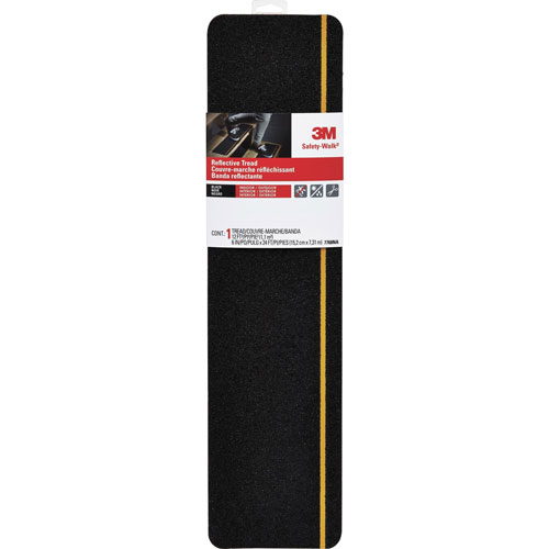 3M Slip-Resistant Tread, Reflective Stripe, 6"Wx24'L, Black