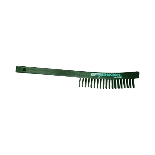 Advance Brush Curved Handle Scratch Brushes, 13 3/4", 3X19 Rows, Carbon Steel Wire, Plastic