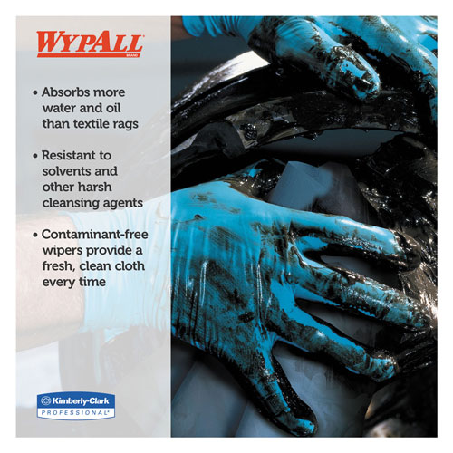 WypAll® X80 Cloths with HYDROKNIT, Jumbo Roll, 12 1/2 x 13 2/5, Blue, 475/Roll