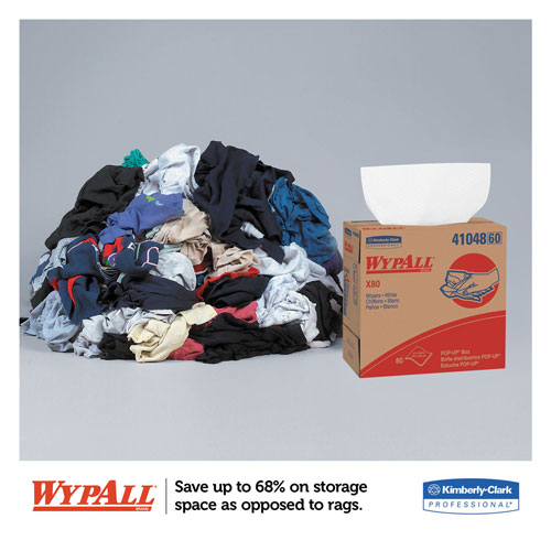 WypAll® X80 Cloths, HYDROKNIT, POP-UP Box, 9 1/10 x 16 4/5, White, 80/Bx, 5 Boxes/Carton