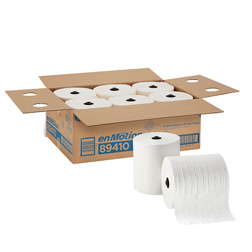 enMotion 8" Premium Paper Towel Roll, White, 89410, 425 Feet Per Roll, 6 Rolls Per Case