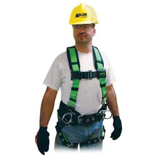 Miller Fall Protection Contractor Harnesses, Back D-Ring, Zipper Bags, 1 Compartment, 12 in X 7 1/2 in, Nylon, Black