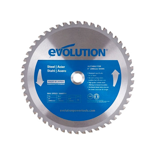 Evolution TCT Metal-Cutting Blade, 8 in, 5/8 in Arbor, 5800 rpm, 50 Teeth