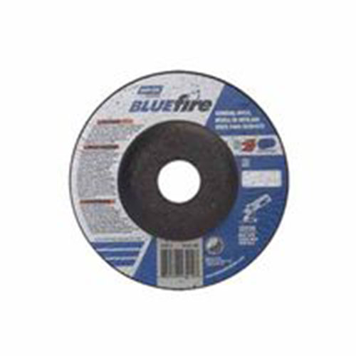 Norton BlueFire Depressed Center Wheels, 4 1/2in Dia, 7/8in Arbor, 1/4in Thick, 24 Grit