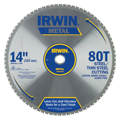 Irwin 80T Metal Cutting Ferrous Steel Circular Saw Blade, 14in