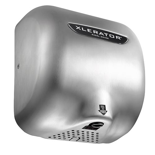 Excel XLERATOR® Hand Dryer 208-277V, Brushed Stainless Steel, Noise Reduction Nozzle