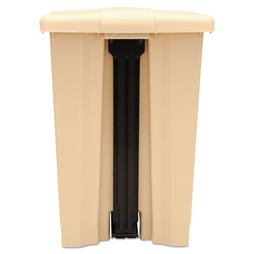 Rubbermaid Indoor Utility Step-On Waste Container, Square, Plastic, 12 gal, Beige