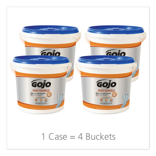 Gojo FAST TOWELS Hand Cleaning Towels, 7.75 x 11, 130/Bucket, 4 Buckets/Carton