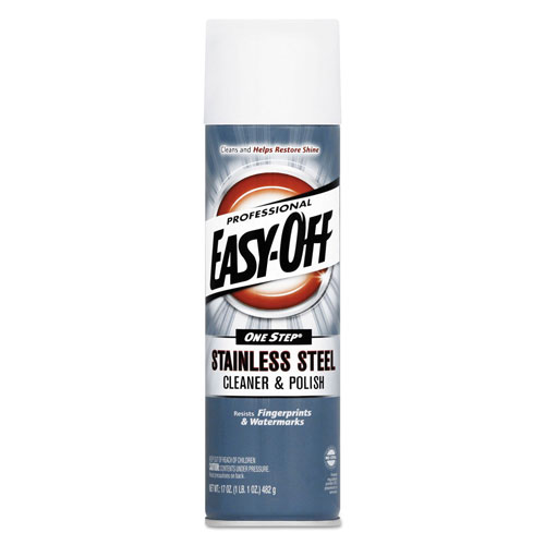Easy Off Stainless Steel Cleaner and Polish, Liquid, 17 oz. Aerosol Can, 6/Carton