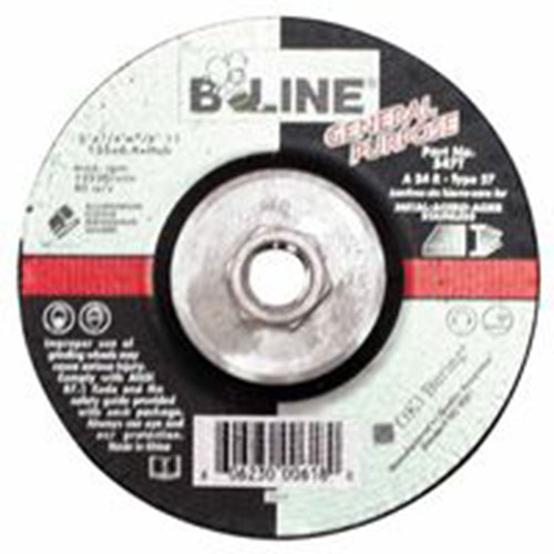 Bee Line Abrasives Depressed Center Grinding Wheel, 5in Dia, 1/4in Thick, 5/8-11in Arbor, 24 Grit