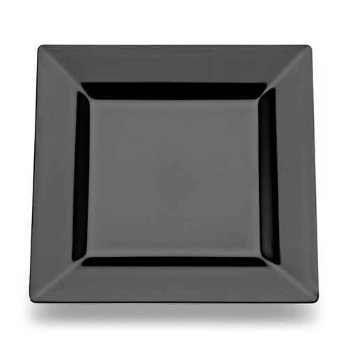 EMI Yoshi Plastic Square Dessert Plate, 6.5", Black