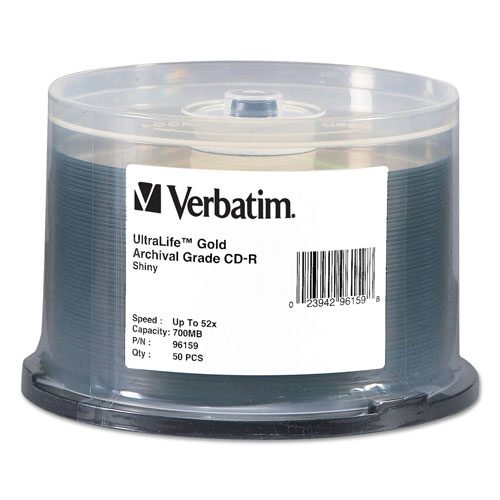 Verbatim UltraLife Gold Archival Grade CD-R w/Branded Surface 700MB 52X, 50/PK Spindle