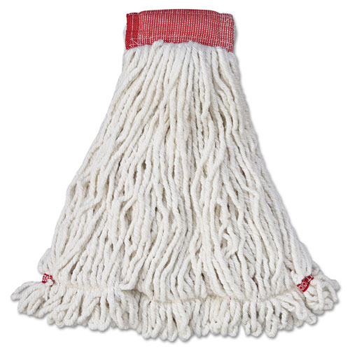 Rubbermaid Web Foot Wet Mop Head, Shrinkless, Cotton/Synthetic, White, Large, 6/Carton