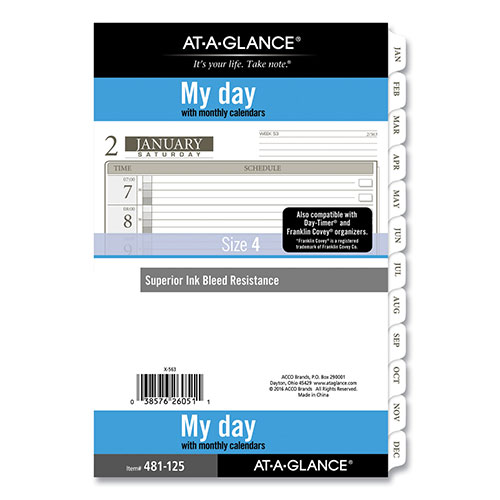 At-A-Glance 1-Page-Per-Day Planner Refills, 8.5 x 5.5, White, 2022