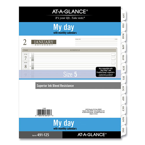 At-A-Glance 1-Page-Per-Day Planner Refills, 11 x 8.5, White, 2022