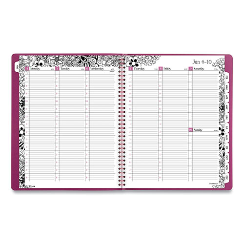 At-A-Glance Floradoodle Weekly/Monthly Professional Planner, Adult Coloring Artwork, 11 x 8.5, Black/White Cover, 12-Month (Jan-Dec):2024