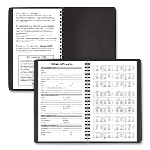 At-A-Glance Weekly Block Format Appointment Book Ruled for Hourly Appointments, 8 x 5, Black Cover, 12-Month (Jan to Dec): 2024