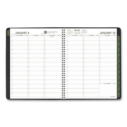 At-A-Glance Recycled Weekly Vertical-Column Format Appointment Book, 11 x 8.25, Black Cover, 12-Month (Jan to Dec): 2024