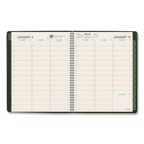 At-A-Glance Recycled Weekly Vertical-Column Format Appointment Book, 11 x 8.25, Green Cover, 12-Month (Jan to Dec): 2024