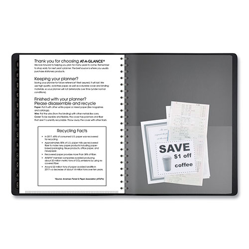 At-A-Glance Contemporary Weekly/Monthly Planner, Vertical-Column Format, 11 x 8.25, Black Cover, 12-Month (Jan to Dec): 2024