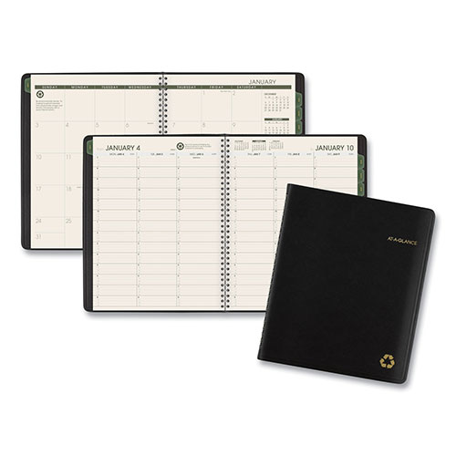 At-A-Glance Recycled Weekly Vertical-Column Format Appointment Book, 8.75 x 7, Black Cover, 12-Month (Jan to Dec): 2023