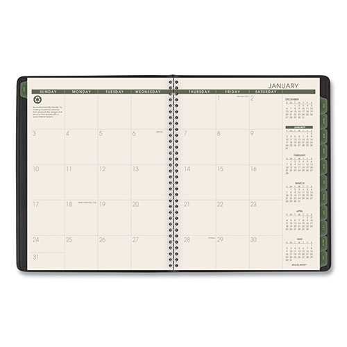 At-A-Glance Recycled Weekly Vertical-Column Format Appointment Book, 8.75 x 7, Black Cover, 12-Month (Jan to Dec): 2024