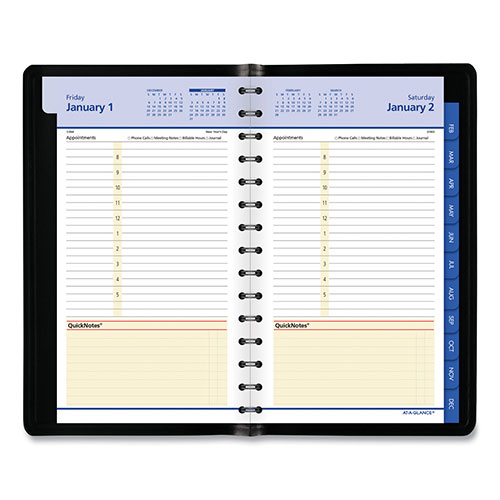 At-A-Glance QuickNotes Daily/Monthly Appointment Book, 8.5 x 5.5, Black Cover, 12-Month (Jan to Dec): 2023
