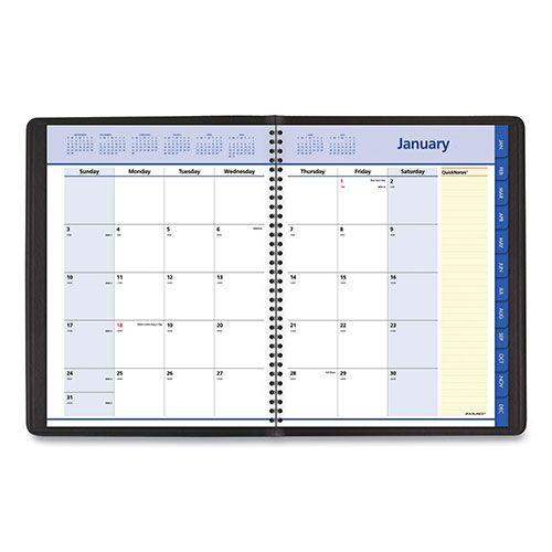 At-A-Glance QuickNotes Monthly Planner, 11 x 8.25, Black Cover, 12-Month (Jan to Dec): 2024