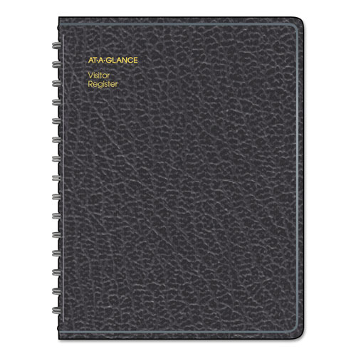 At-A-Glance Visitor Register Book, Black Cover, 10.88 x 8.38 Sheets, 60 Sheets/Book