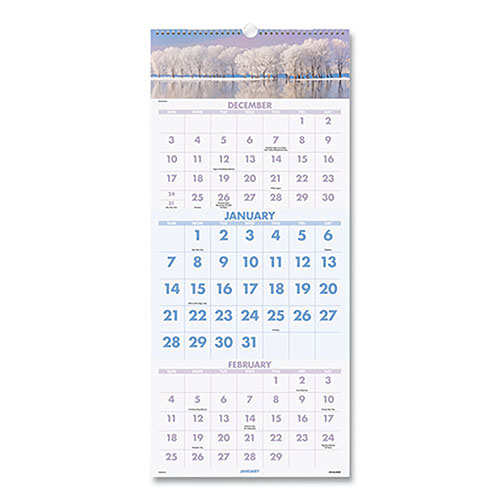 At-A-Glance Scenic Three-Month Wall Calendar, Scenic Landscape Photography, 12 x 27, White Sheets, 14-Month (Dec to Jan): 2023 to 2025