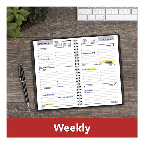 At-A-Glance DayMinder Block Format Weekly Appointment Book, 8.5 x 5.5, Black Cover, 12-Month (Jan to Dec): 2024