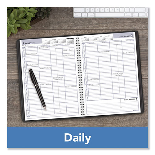 At-A-Glance DayMinder Four-Person Group Daily Appointment Book, 11 x 8, Black Cover, 12-Month (Jan to Dec): 2024