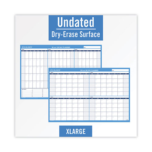 At-A-Glance 90/120-Day Undated Horizontal Erasable Wall Planner, 36 x 24, White/Blue Sheets, Undated