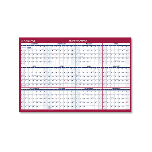 At-A-Glance Erasable Vertical/Horizontal Wall Planner, 24 x 36, White/Blue/Red Sheets, 12-Month (Jan to Dec): 2024