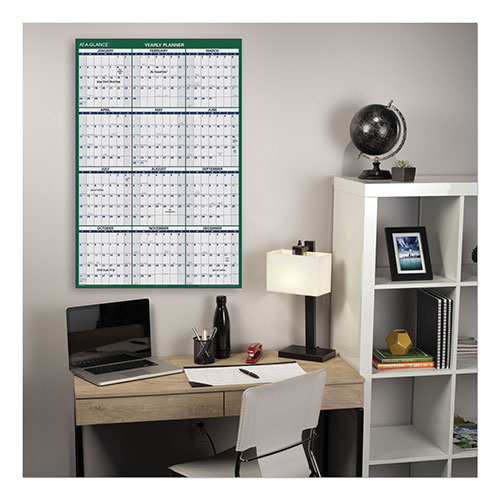 At-A-Glance Vertical Erasable Wall Planner, 32 x 48, White/Green Sheets, 12-Month (Jan to Dec): 2024