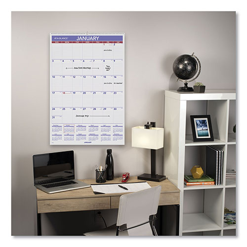 At-A-Glance Monthly Wall Calendar with Ruled Daily Blocks, 20 x 30, White, 2022