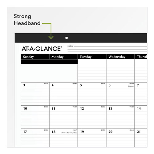 At-A-Glance Ruled Desk Pad, 22 x 17, White Sheets, Black Binding, Black Corners, 12-Month (Jan to Dec): 2024