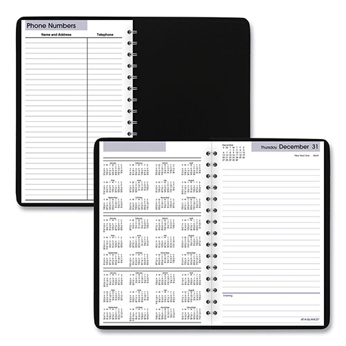 At-A-Glance DayMinder Daily Appointment Book, 8 x 5, Black Cover, 12-Month (Jan to Dec): 2024