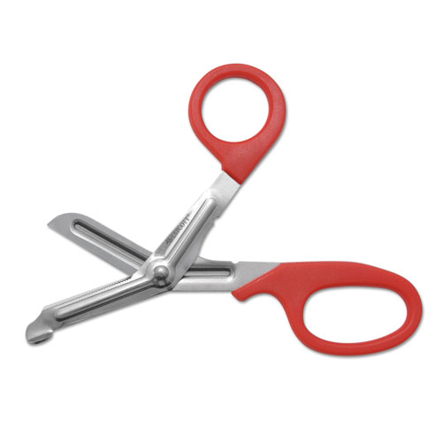 Westcott® Stainless Steel Office Snips, 7" Long, 1.75" Cut Length, Red Offset Handle