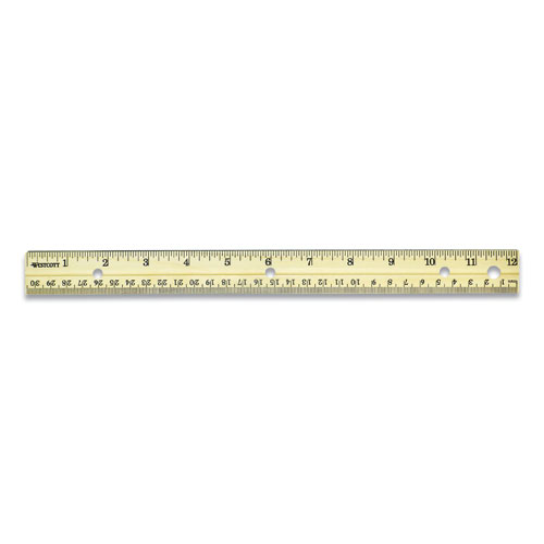 Westcott® Three-Hole Punched Wood Ruler, Standard/Metric, 12