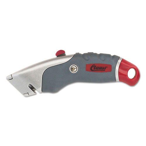 Clauss® Titanium Auto-Retract Utility Knife, Gray/Red, 2 3/10" Blade