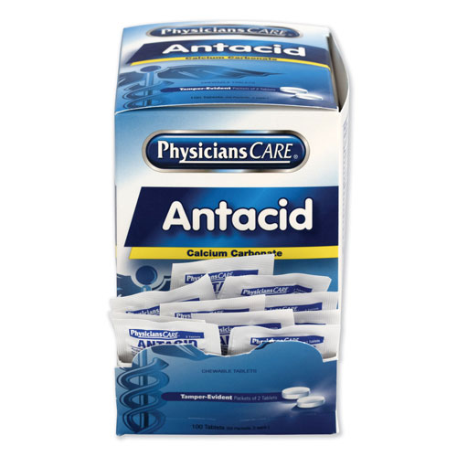 Physicians Care Antacid Calcium Carbonate Medication, Two-Pack, 50 Packs/Box