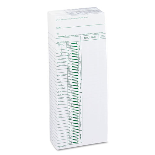 Acroprint Time Recorder Weekly Time Cards for Model ATT310 Electronic Totalizing Time Recorder, 200/Pack