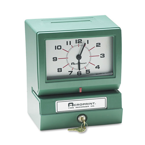 Acroprint Time Recorder Model 150 Analog Automatic Print Time Clock with Month/Date/1-12 Hours/Minutes