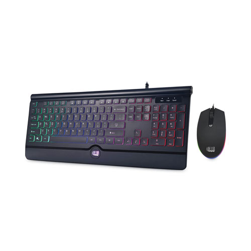Adesso Backlit Gaming Keyboard and Mouse Combo, USB, Black