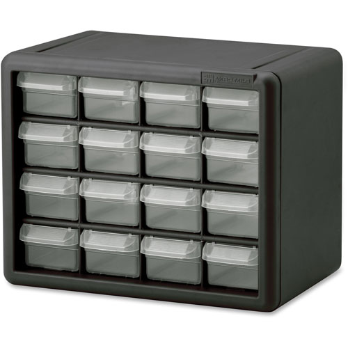 Akro-Mills Plastic Storage Cabinet, 16-Draw, 6-3/8"x10-1/2"x8-1/2", GY