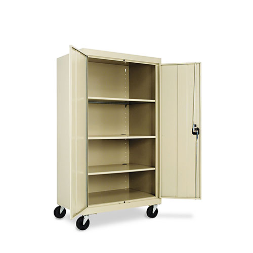 Alera Assembled Mobile Storage Cabinet, w/Adjustable Shelves 36w x 24d x 66h, Putty